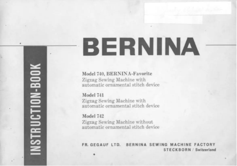 Page 1 de la notice Manuel utilisateur Bernina 742