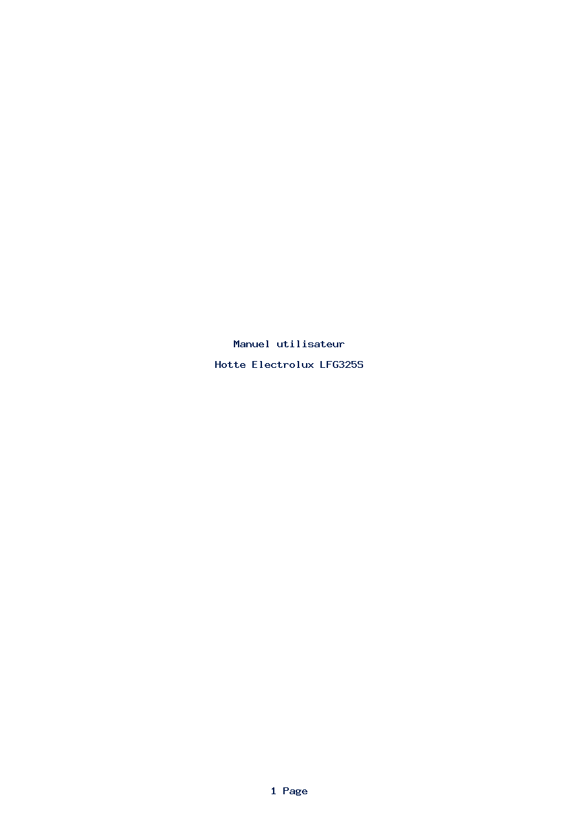 Page 1 de la notice Manuel utilisateur Electrolux LFG325S