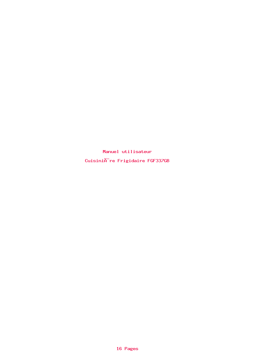 Page 1 de la notice Manuel utilisateur Frigidaire FGF337GB