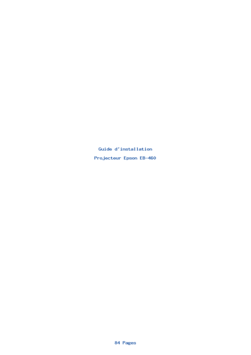 Page 1 de la notice Guide d'installation Epson EB-460