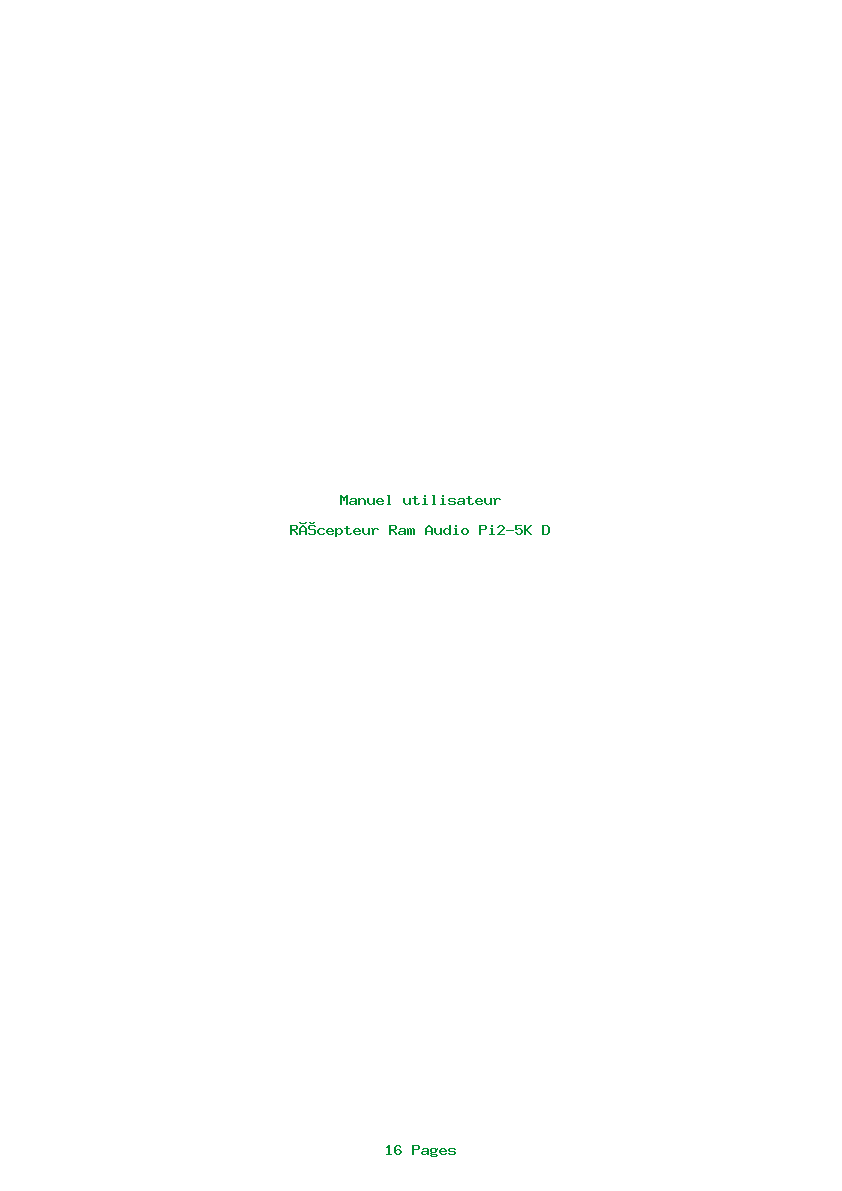Page 1 de la notice Manuel utilisateur Ram Audio Pi2-5K D