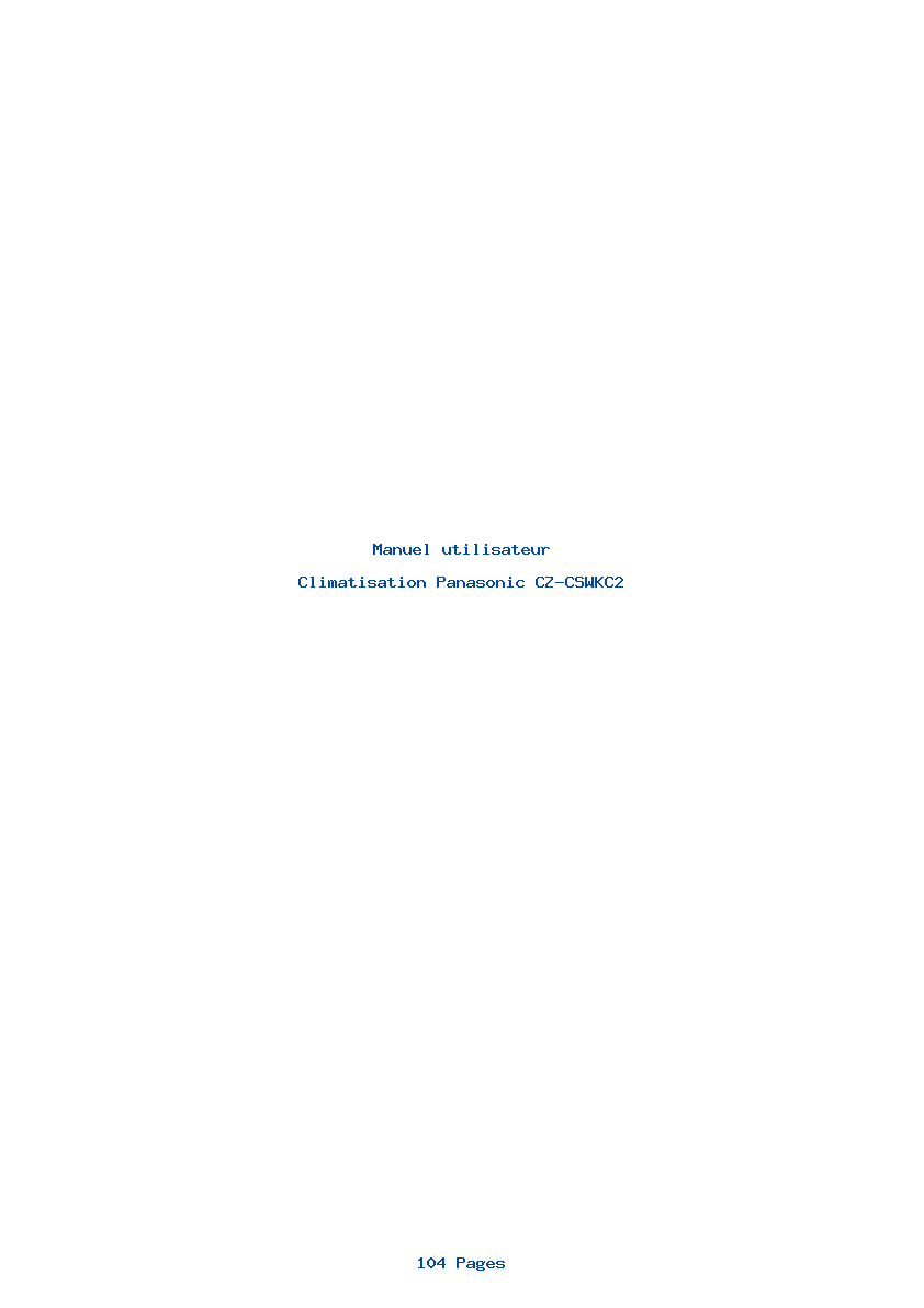 Page 1 de la notice Manuel utilisateur Panasonic CZ-CSWKC2