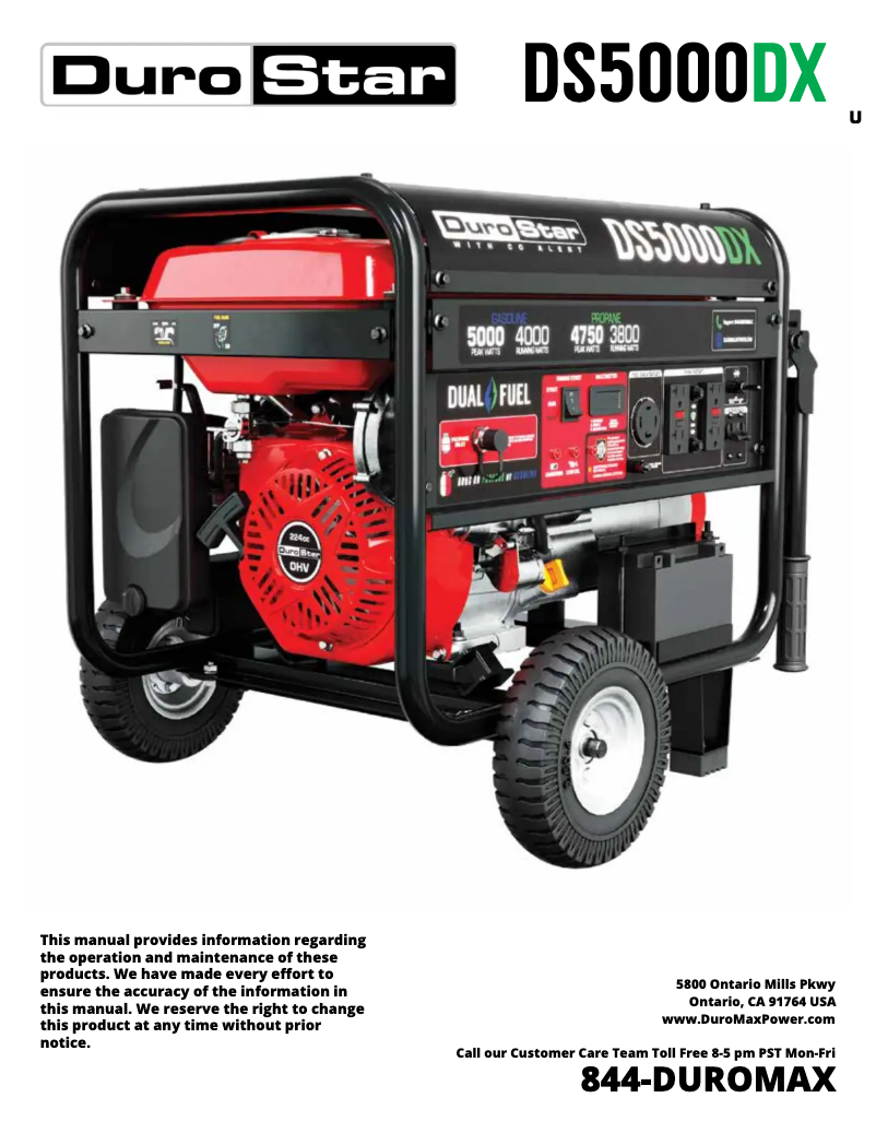 Page 1 de la notice Manuel utilisateur DuroStar DS5000DX