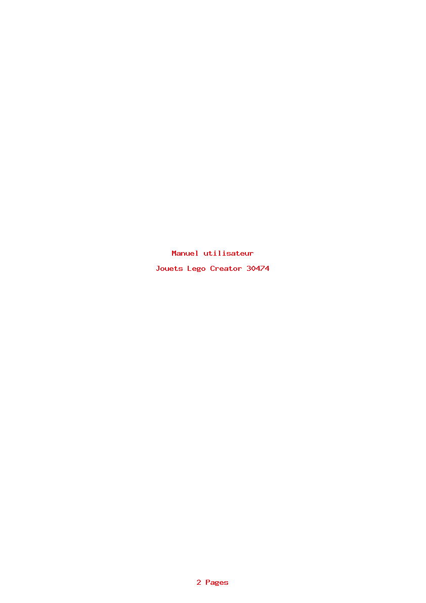 Page 1 de la notice Manuel utilisateur Lego Creator 30474