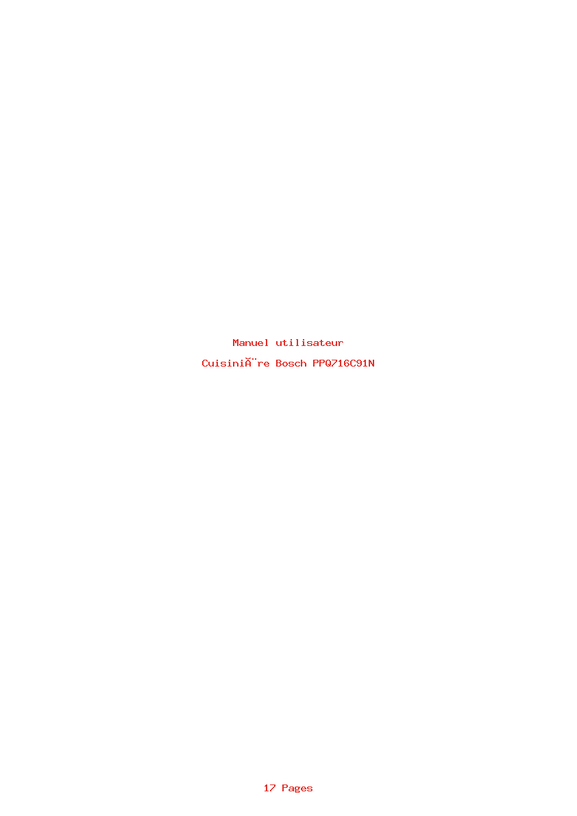 Page 1 de la notice Manuel utilisateur Bosch PPQ716C91N