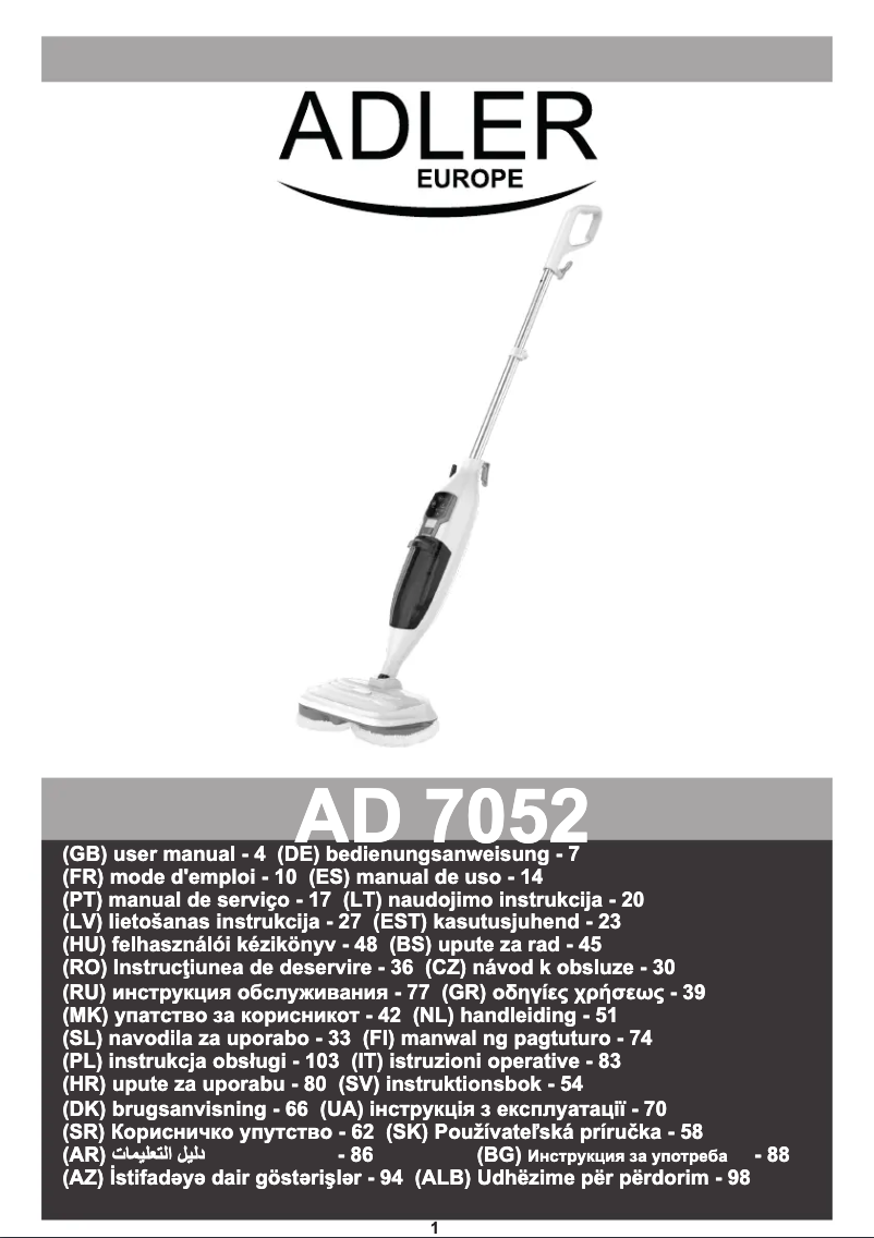 Page 1 de la notice Manuel utilisateur Adler AD 7052