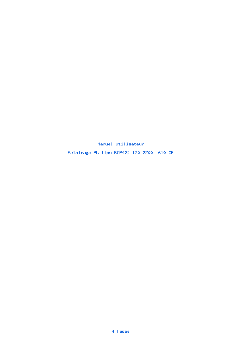 Page 1 de la notice Manuel utilisateur Philips BCP422 120 2700 L610 CE
