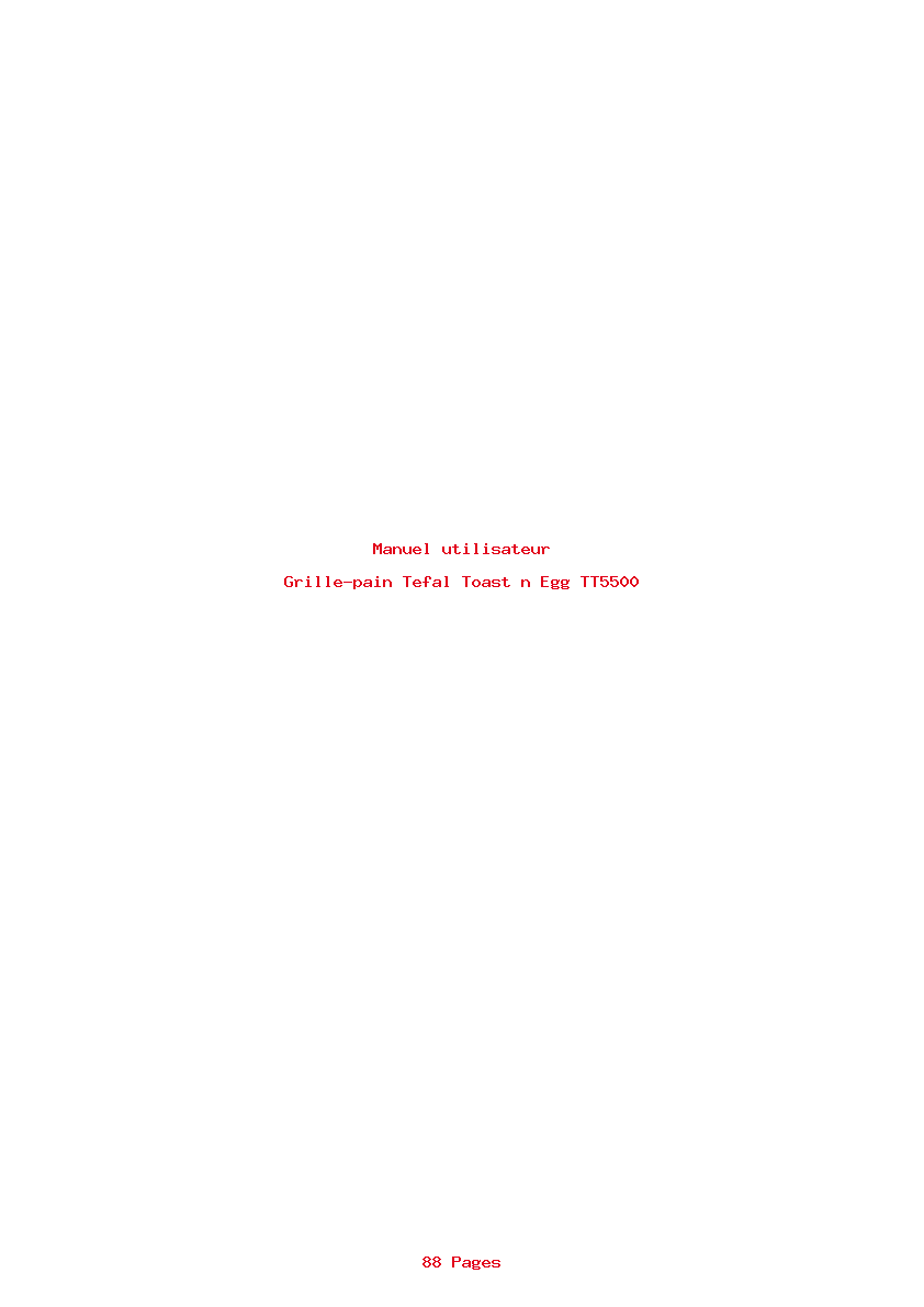 Page 1 de la notice Manuel utilisateur Tefal Toast n Egg TT5500