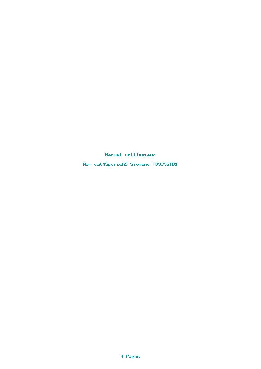 Page 1 de la notice Manuel utilisateur Siemens HB835GTB1