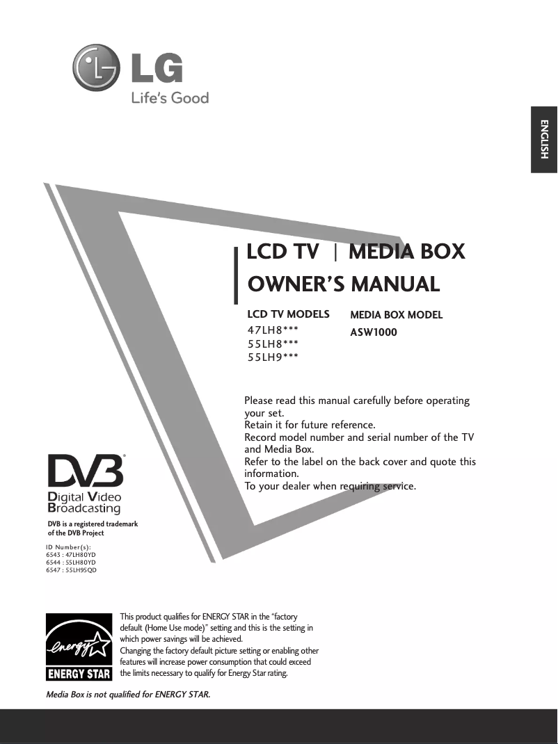 Page 1 of the manual User Manual LG 47LH80YD