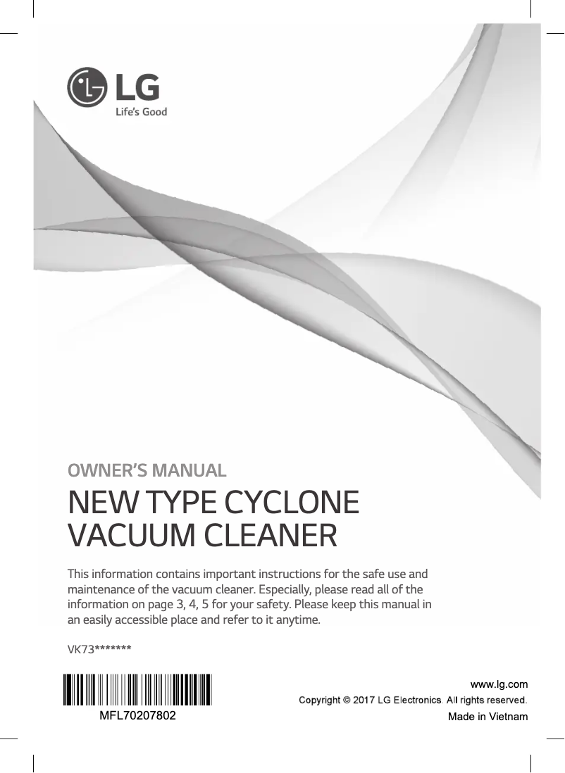 Page 1 de la notice Manuel utilisateur LG VK7320NHAYB