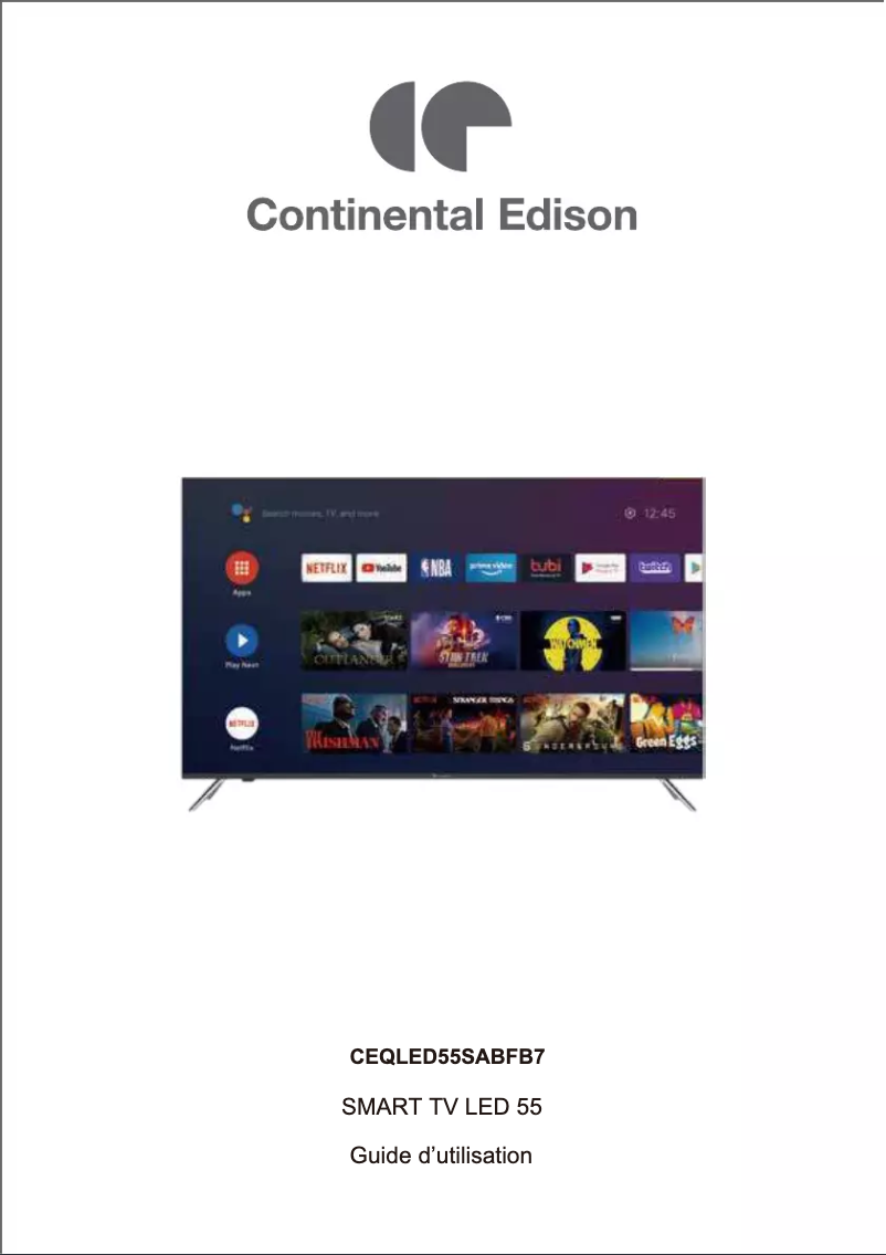 Page 1 de la notice Manuel utilisateur Continental Edison CEQLED55SABFB7