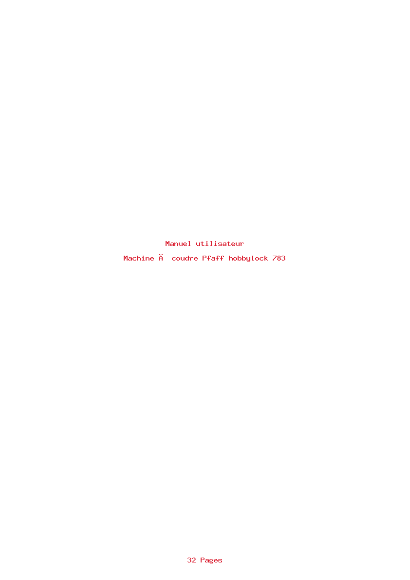 Page 1 de la notice Manuel utilisateur Pfaff hobbylock 783