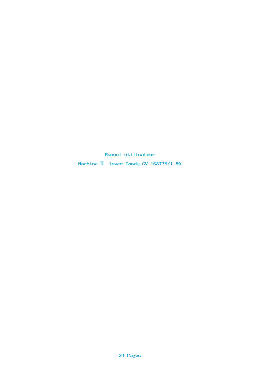 Page 1 de la notice Manuel utilisateur Candy GV 168T3S/1-80