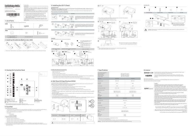 Página 1 del manual Guía de instalación Samsung HG65AF690UK