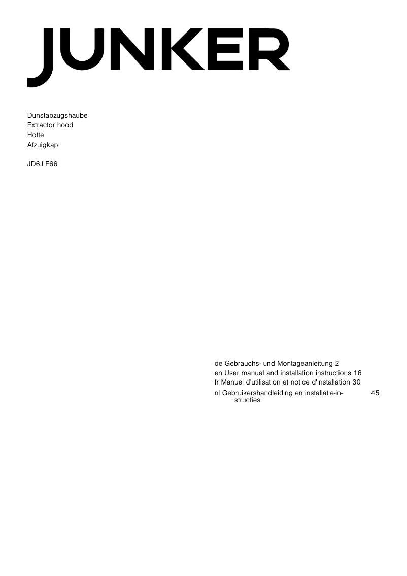 Page 1 de la notice Manuel utilisateur Junker JD68LF66