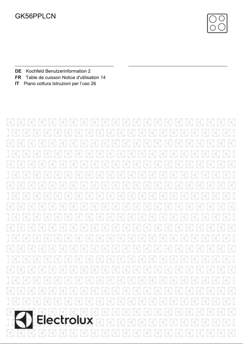 Page 1 de la notice Manuel utilisateur Electrolux GK56PPLCN