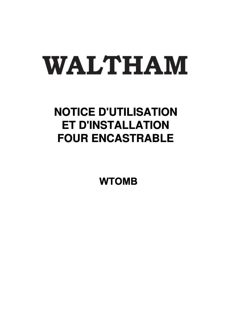 Page 1 de la notice Manuel utilisateur Waltham WTOMB