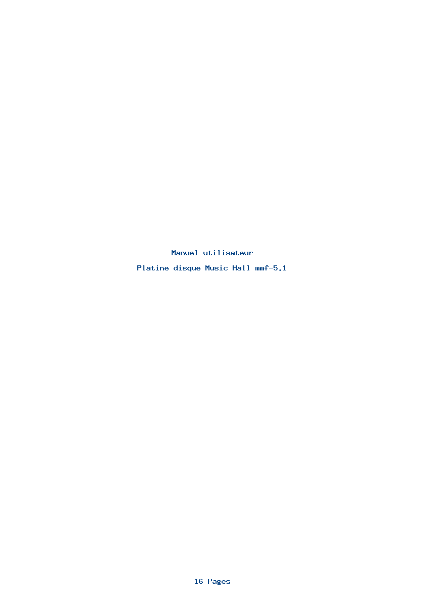 Page 1 de la notice Manuel utilisateur Music Hall mmf-5.1
