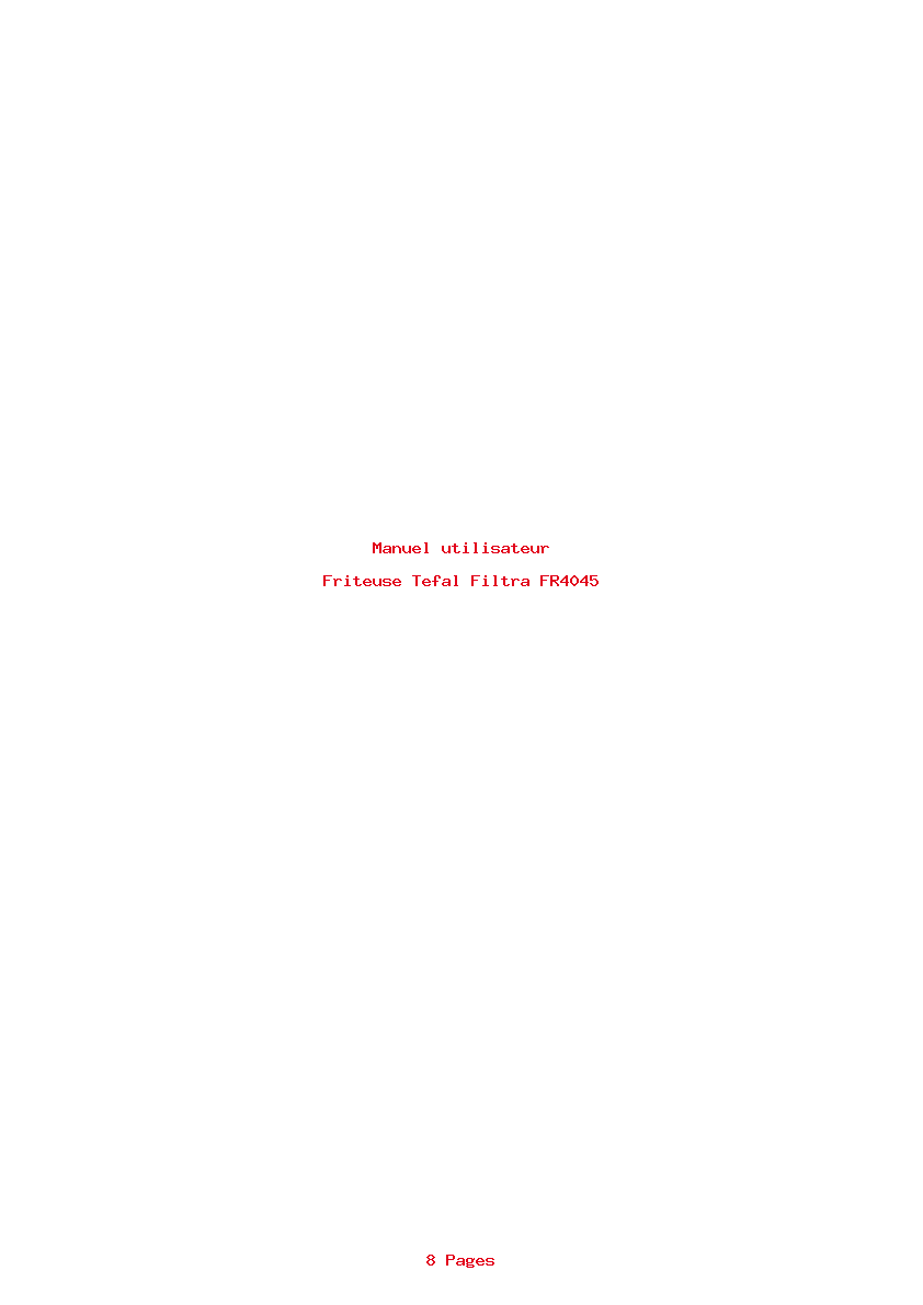 Page 1 de la notice Manuel utilisateur Tefal Filtra FR4045