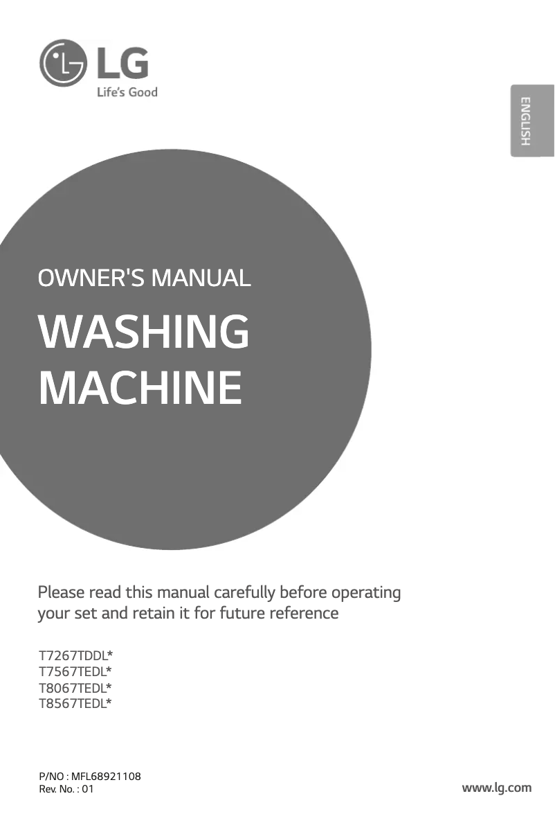 Page 1 de la notice Manuel utilisateur LG T7567TEDLR