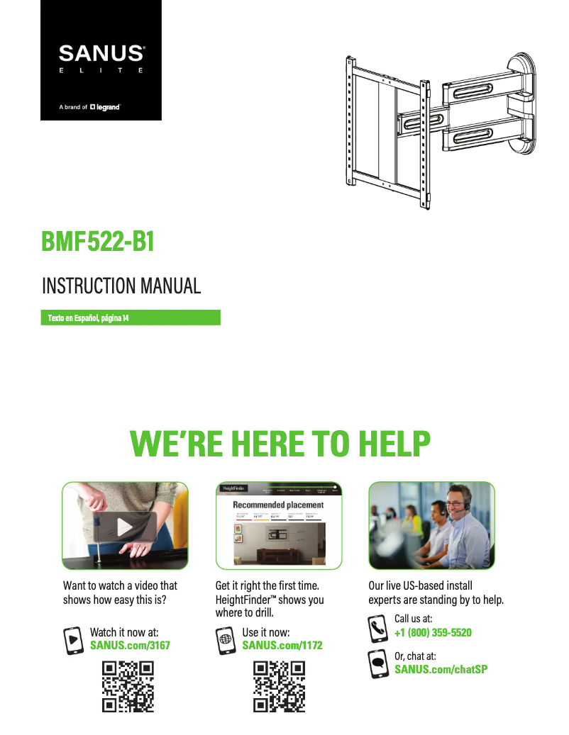 Page 1 de la notice Manuel utilisateur Sanus BMF522-B1