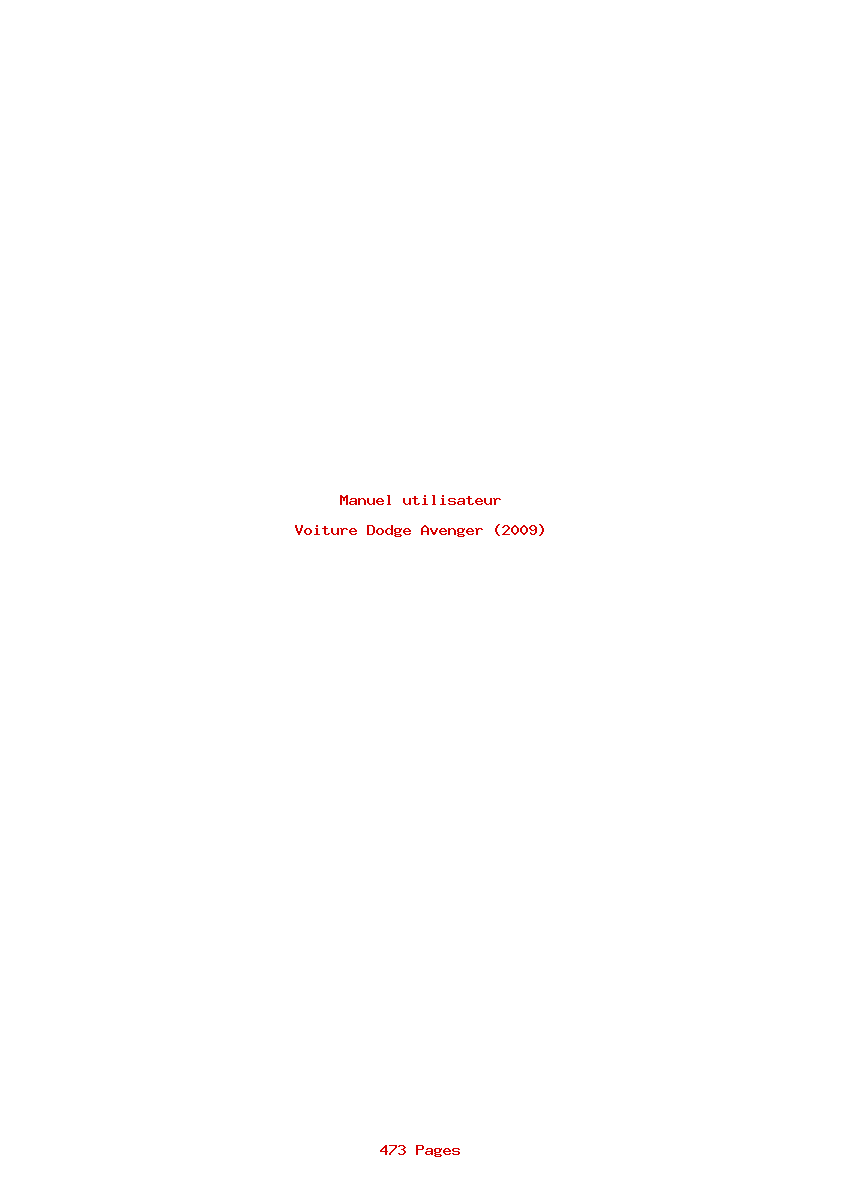 Page 1 de la notice Manuel utilisateur Dodge Avenger (2009)