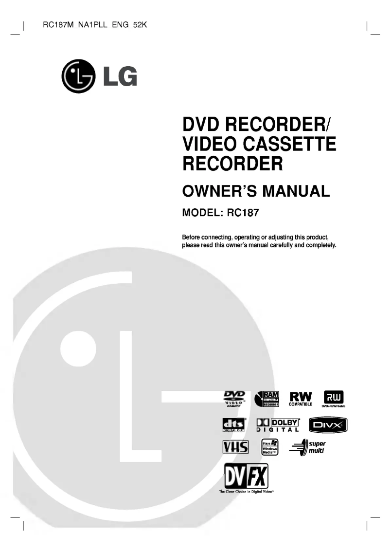 Page 1 de la notice Manuel utilisateur LG RC187M