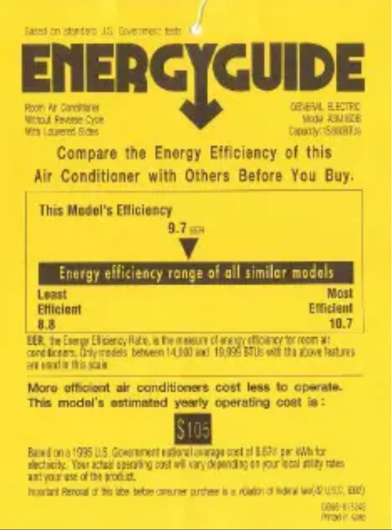 Página 1 del manual Etiqueta energética GE Profile ASM16DB