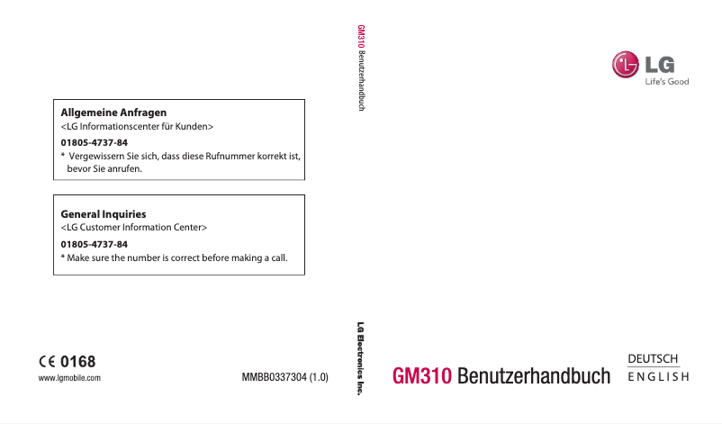 Page 1 de la notice Manuel utilisateur LG GM310