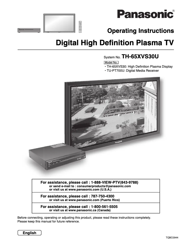 Page 1 of the manual User Manual Panasonic TH-65XVS30