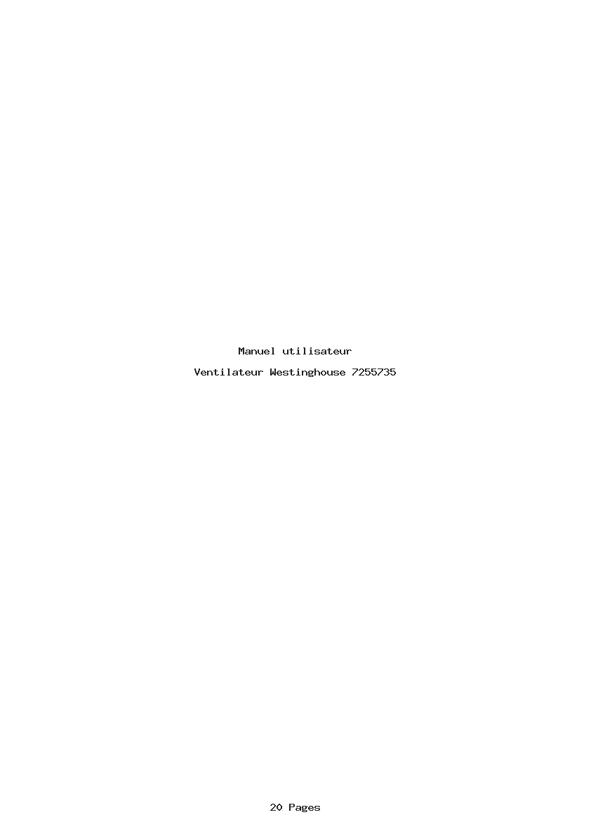 Page 1 de la notice Manuel utilisateur Westinghouse 7255735