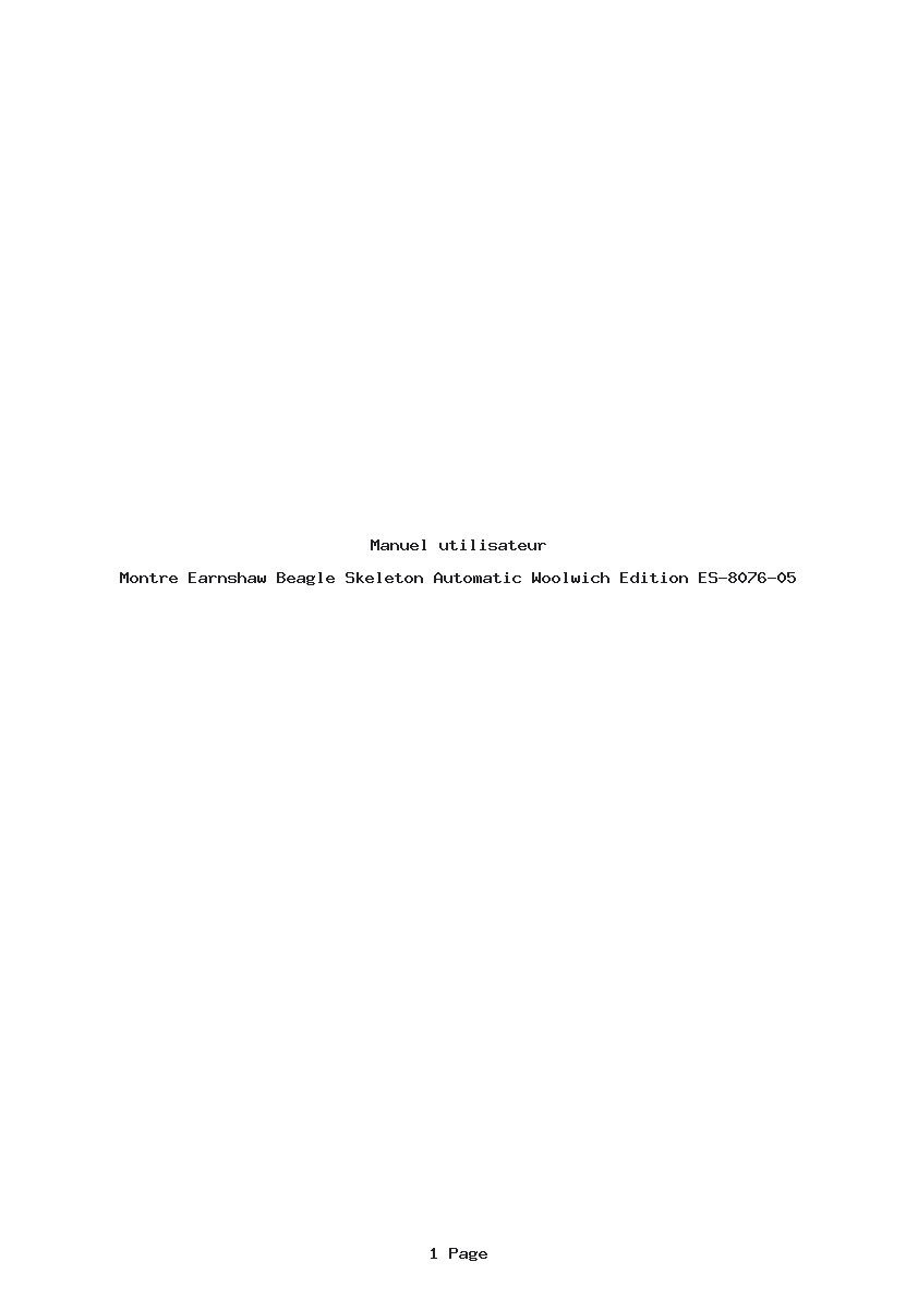Page 1 de la notice Manuel utilisateur Earnshaw Beagle Skeleton Automatic Woolwich Edition ES-8076-05