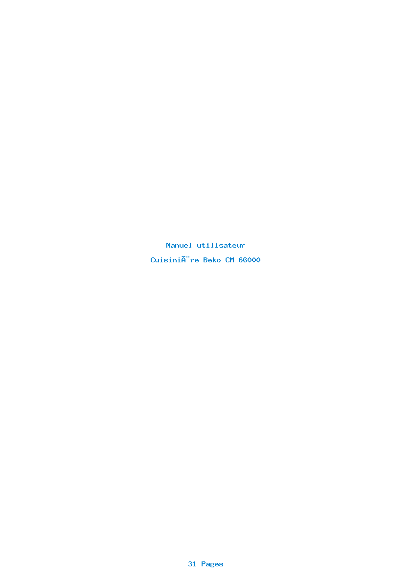 Page 1 de la notice Manuel utilisateur Beko CM 66000