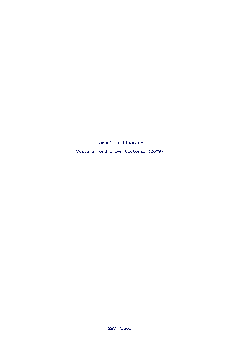 Page 1 de la notice Manuel utilisateur Ford Crown Victoria (2009)