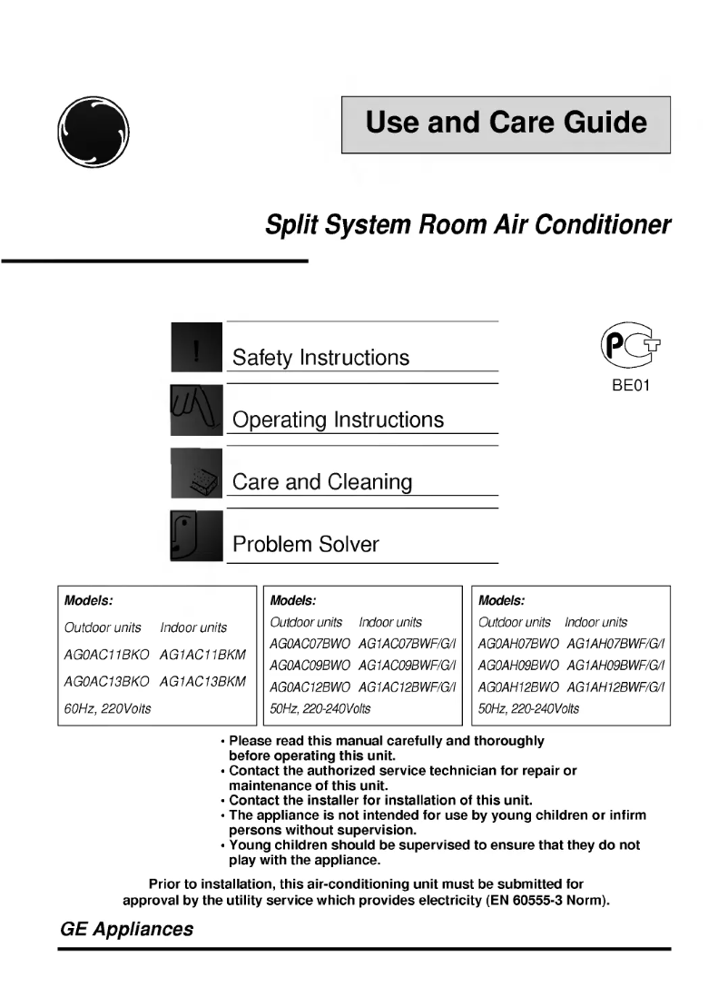 Page 1 of the manual User Manual LG LS-C1260HE