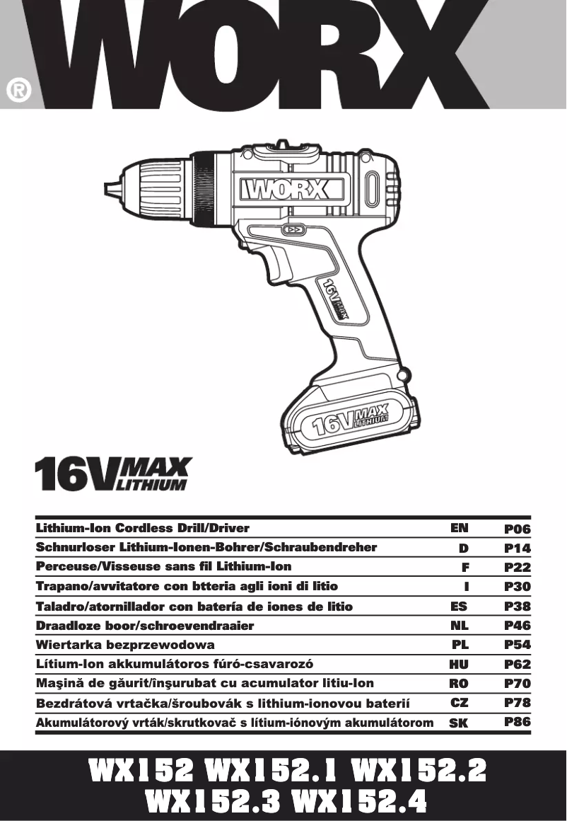 Page 1 de la notice Manuel utilisateur Worx WX152