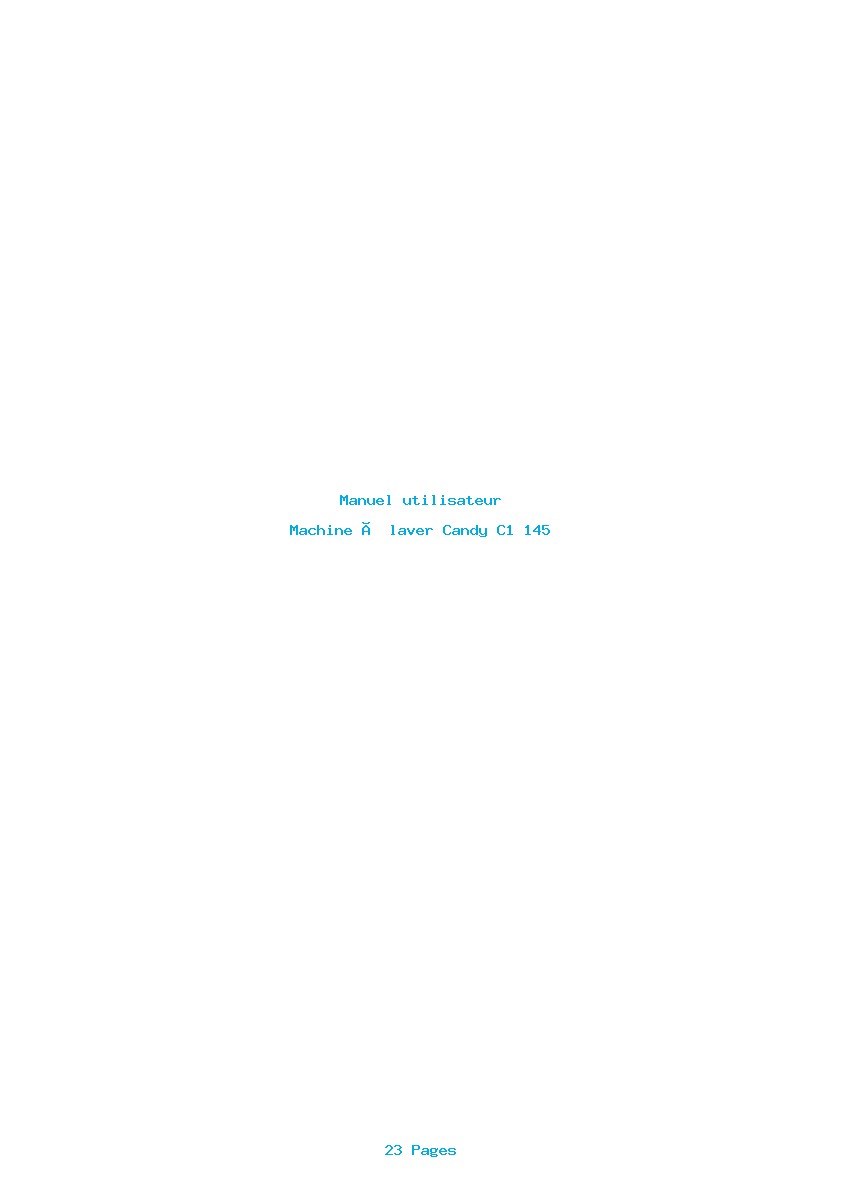 Page 1 de la notice Manuel utilisateur Candy C1 145