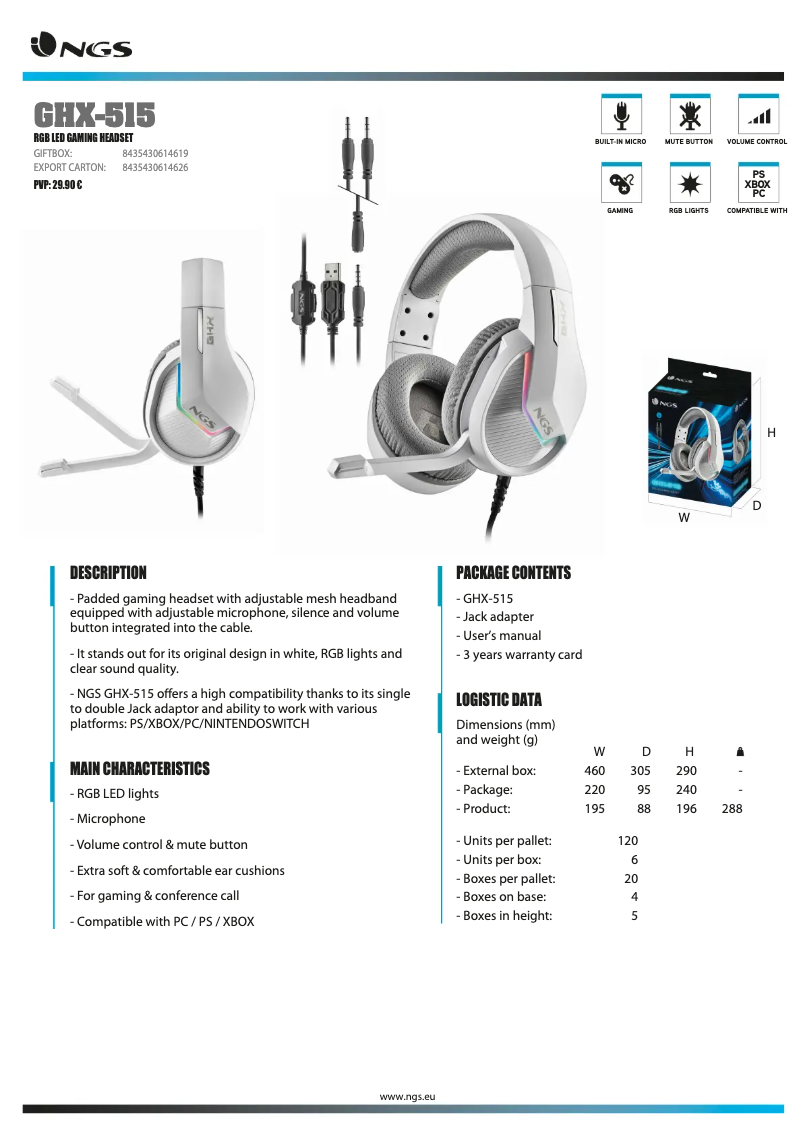 Page 1 de la notice Manuel utilisateur NGS GHX-515