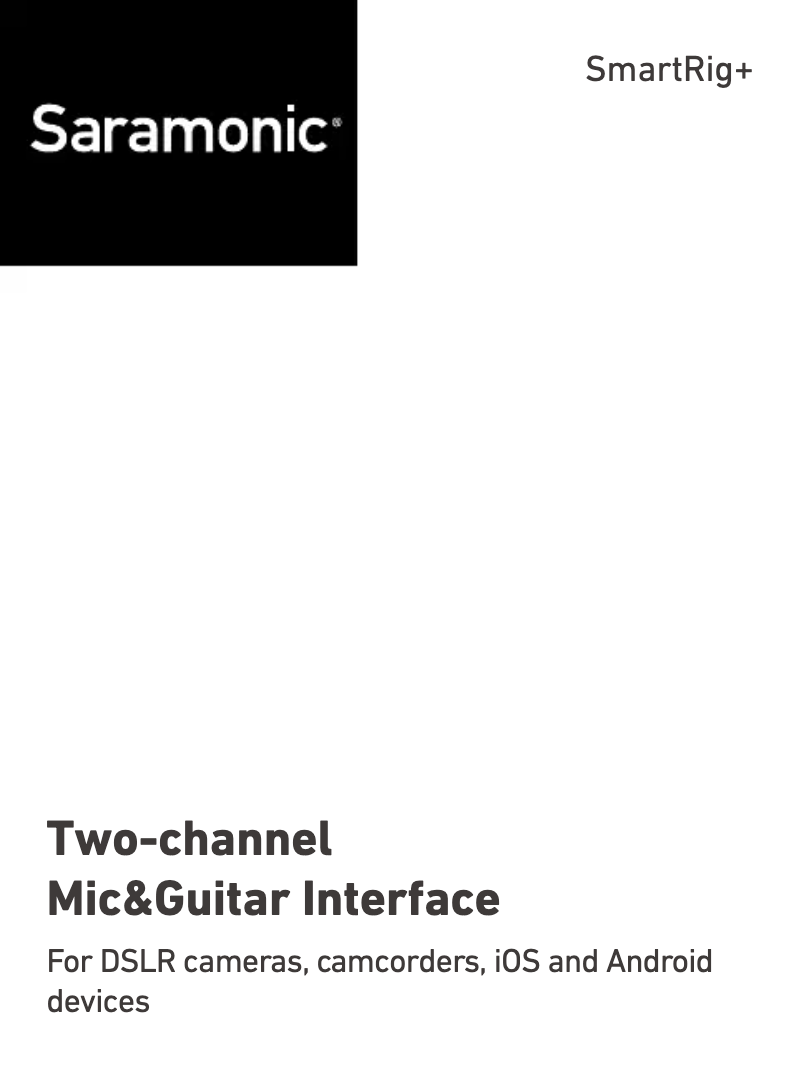 Page 1 de la notice Manuel utilisateur Saramonic SmartRig+