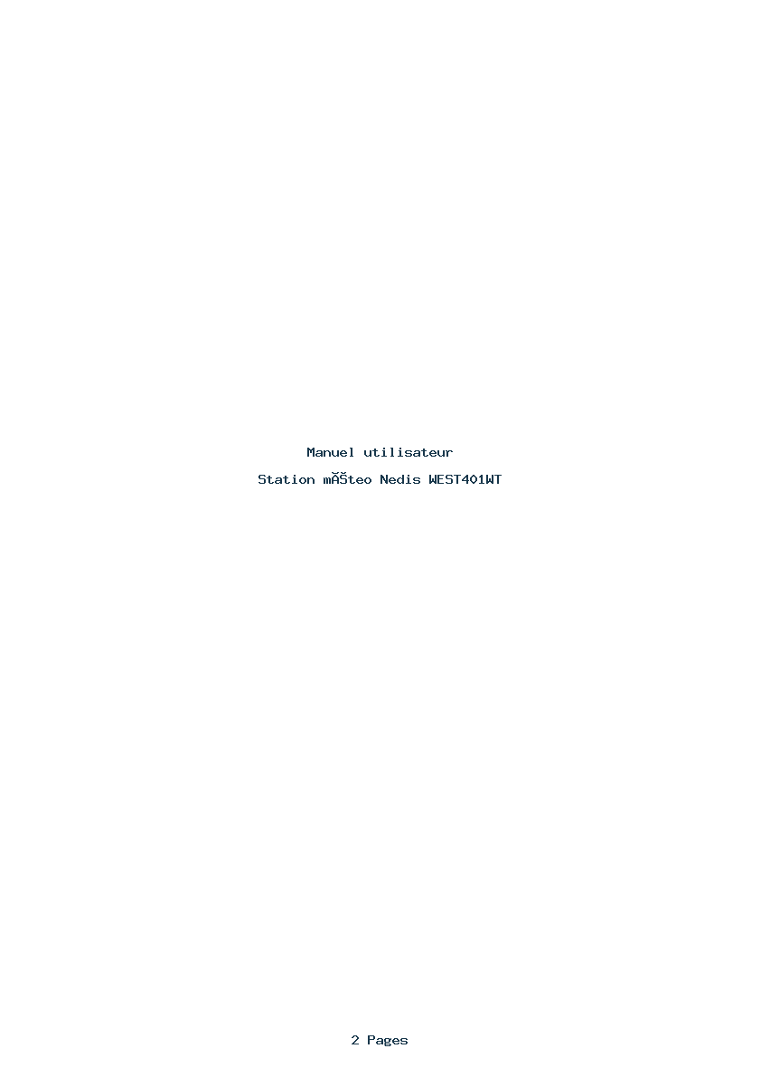 Image de la première page du manuel de l'appareil WEST401WT