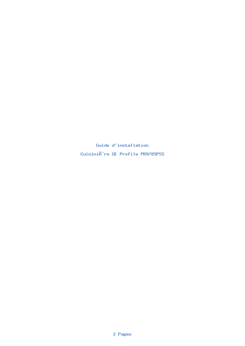 Page 1 de la notice Guide d'installation GE Profile PB978SPSS