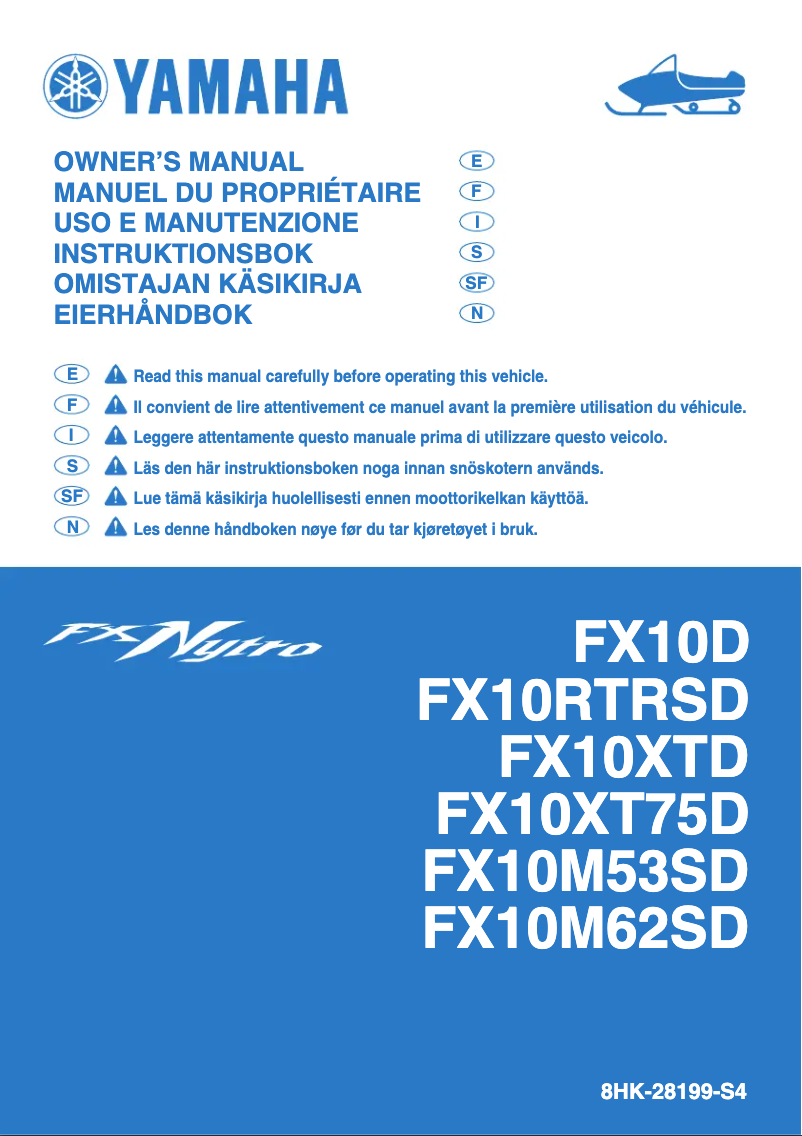 Page 1 of the manual User Manual Yamaha FX Nytro R-TX (2013)