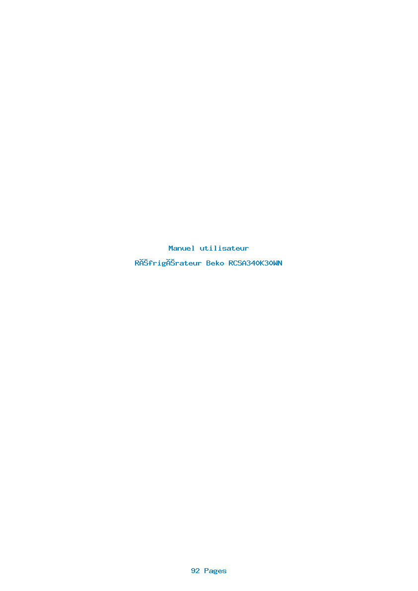 Page 1 de la notice Manuel utilisateur Beko RCSA340K30WN