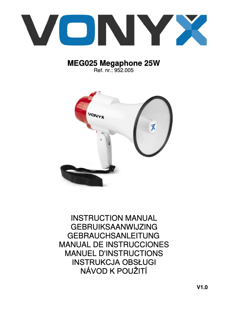 Page 1 de la notice Manuel utilisateur Vonyx MEG025