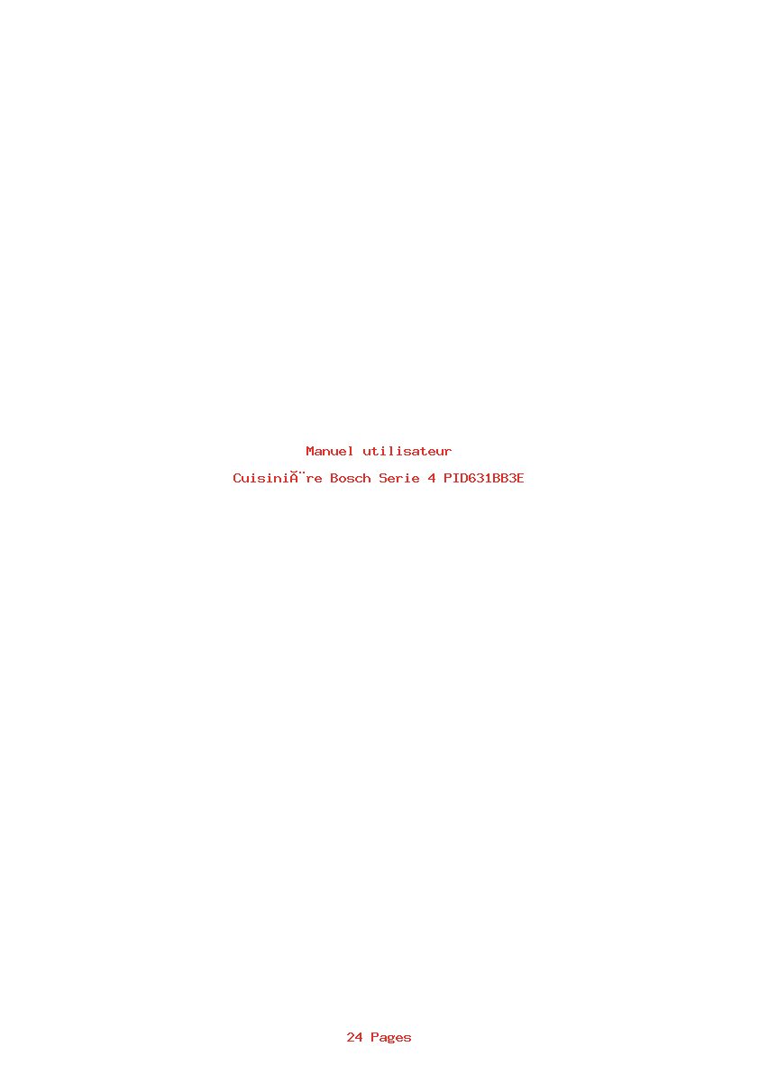 Page 1 de la notice Manuel utilisateur Bosch Serie 4 PID631BB3E