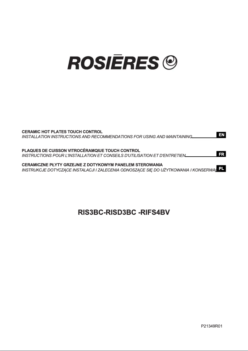 Page 1 de la notice Manuel utilisateur Rosieres RISD3BC