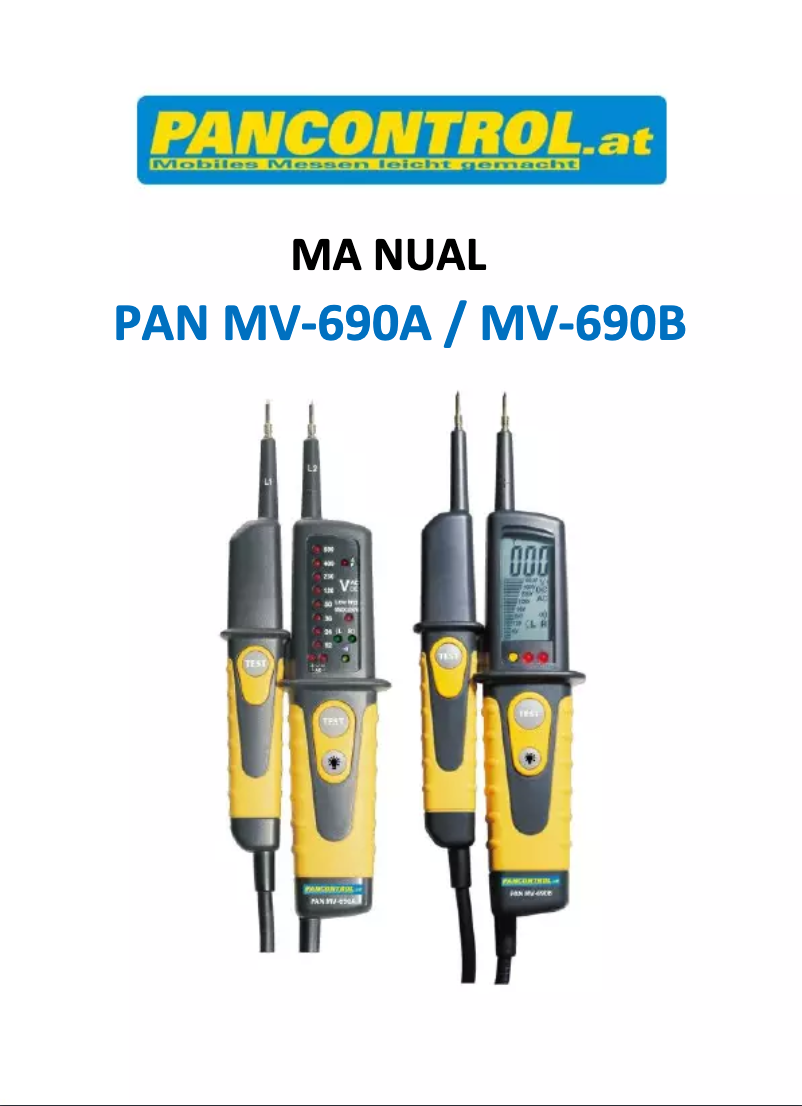 Página 1 del manual Manual de usuario Pancontrol PAN MV-690A