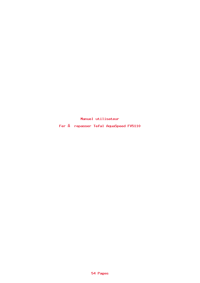 Page 1 de la notice Manuel utilisateur Tefal AquaSpeed FV5110