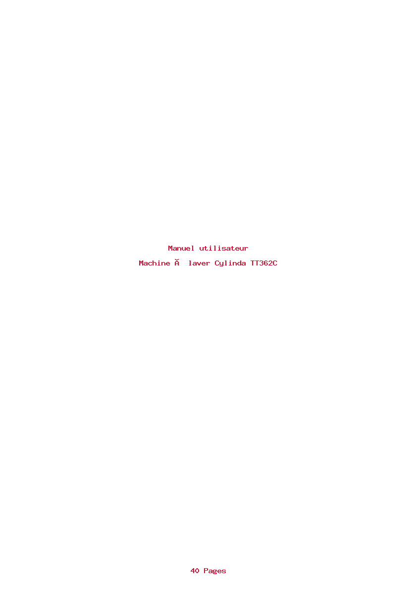 Page 1 de la notice Manuel utilisateur Cylinda TT362C